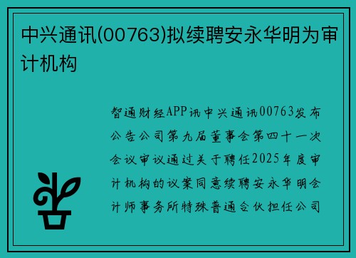 中兴通讯(00763)拟续聘安永华明为审计机构