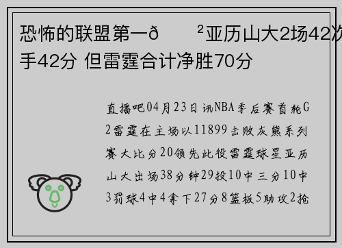 恐怖的联盟第一😲亚历山大2场42次出手42分 但雷霆合计净胜70分